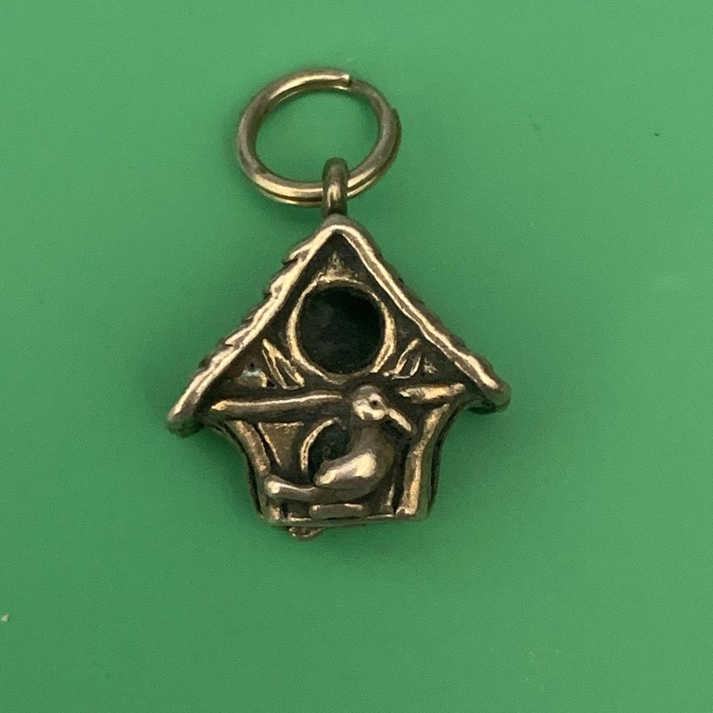Birdhouse Thatched Roof Sterling Silver Jewelry Charm #wildlife